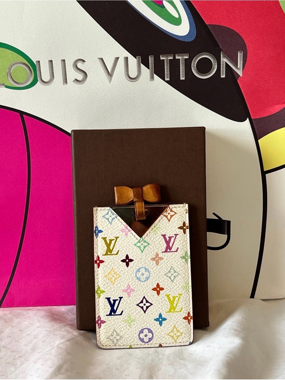 Louis Vuitton White Multicolor Monogram Card Sleeve and Mirror